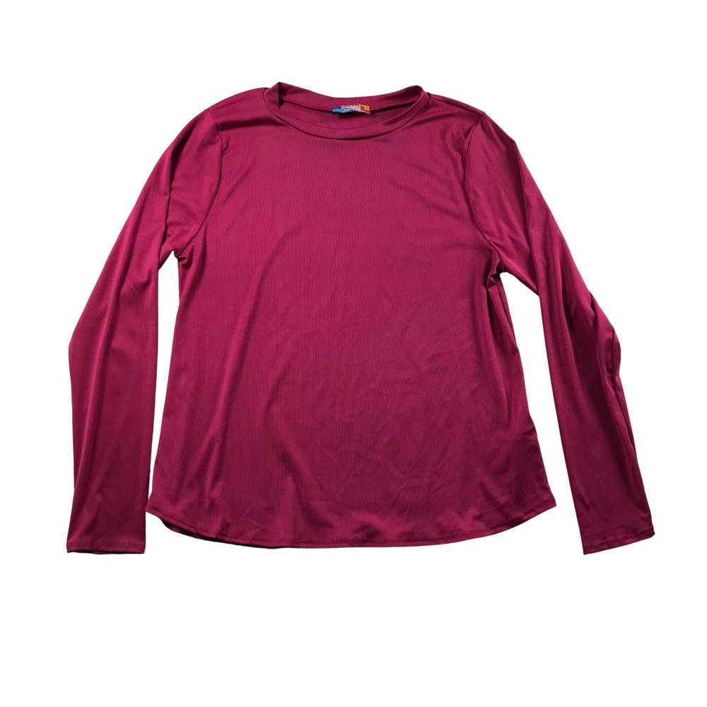 Freckled Poppy Womens Magenta Ribbed Long Sleeve Crew Neck Top 2XL T4678-R NEW